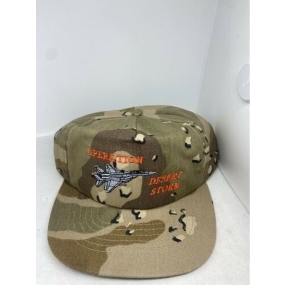 Vintage Rare Operation Desert Storm Desert Camo Trucker Snapback Embroidered Hat